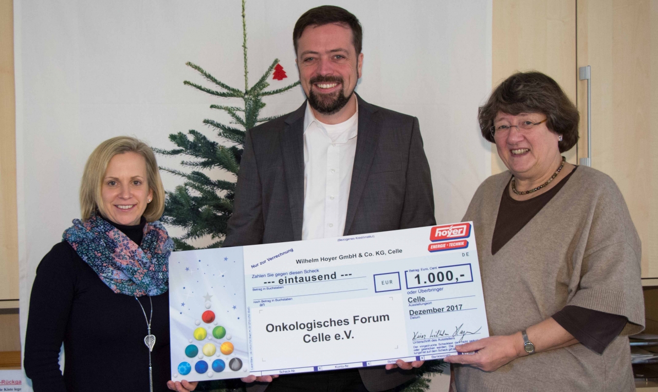 Hoyer spendet 1.000 Euro ans Onkologische Forum Celle